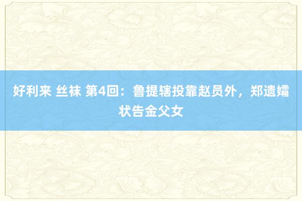 好利来 丝袜 第4回：鲁提辖投靠赵员外，郑遗孀状告金父女