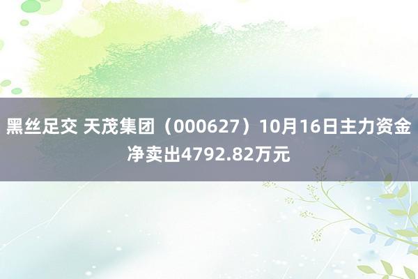 黑丝足交 天茂集团（000627）10月16日主力资金净卖出4792.82万元