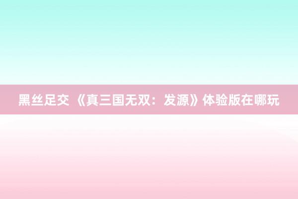 黑丝足交 《真三国无双：发源》体验版在哪玩