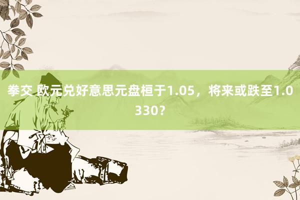 拳交 欧元兑好意思元盘桓于1.05，将来或跌至1.0330？