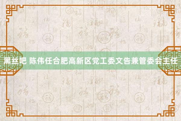 黑丝吧 陈伟任合肥高新区党工委文告兼管委会主任