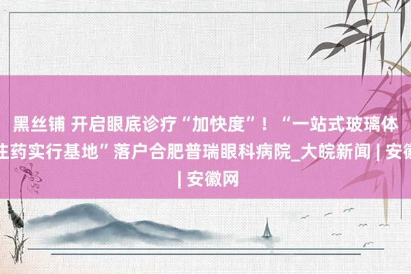 黑丝铺 开启眼底诊疗“加快度”！“一站式玻璃体腔注药实行基地”落户合肥普瑞眼科病院_大皖新闻 | 安徽网