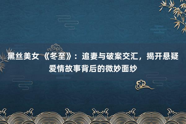 黑丝美女 《冬至》：追妻与破案交汇，揭开悬疑爱情故事背后的微妙面纱