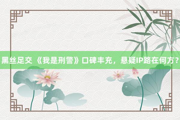 黑丝足交 《我是刑警》口碑丰充，悬疑IP路在何方？