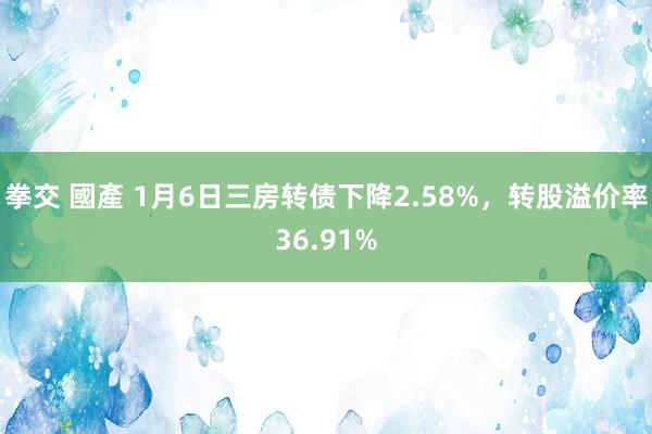 拳交 國產 1月6日三房转债下降2.58%，转股溢价率36.91%