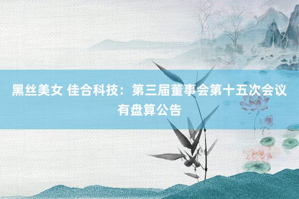 黑丝美女 佳合科技：第三届董事会第十五次会议有盘算公告