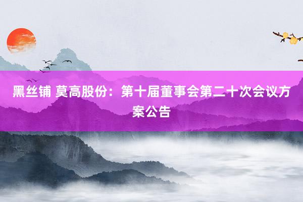 黑丝铺 莫高股份：第十届董事会第二十次会议方案公告
