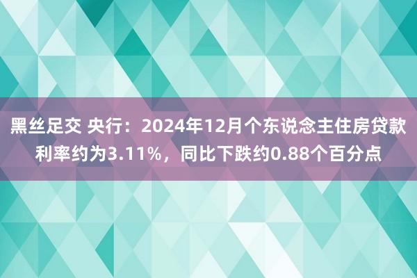 黑丝足交 央行：2024年12月个东说念主住房贷款利率约为3.11%，同比下跌约0.88个百分点