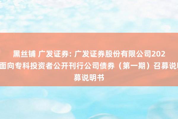 黑丝铺 广发证券: 广发证券股份有限公司2025年面向专科投资者公开刊行公司债券(第一期)召募说明书