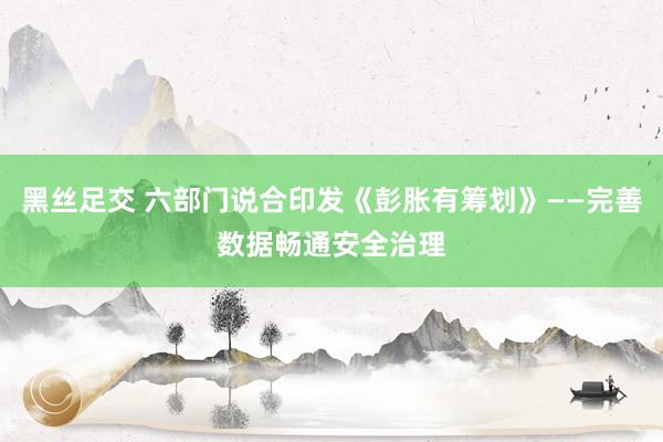 黑丝足交 六部门说合印发《彭胀有筹划》——完善数据畅通安全治理