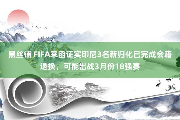 黑丝铺 FIFA来函证实印尼3名新归化已完成会籍退换，可能出战3月份18强赛
