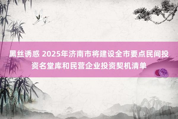 黑丝诱惑 2025年济南市将建设全市要点民间投资名堂库和民营企业投资契机清单