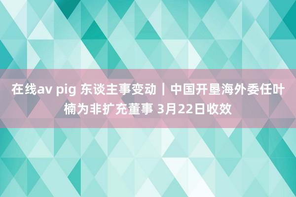 在线av pig 东谈主事变动｜中国开垦海外委任叶楠为非扩充董事 3月22日收效