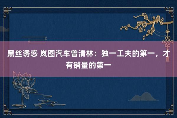 黑丝诱惑 岚图汽车曾清林：独一工夫的第一，才有销量的第一