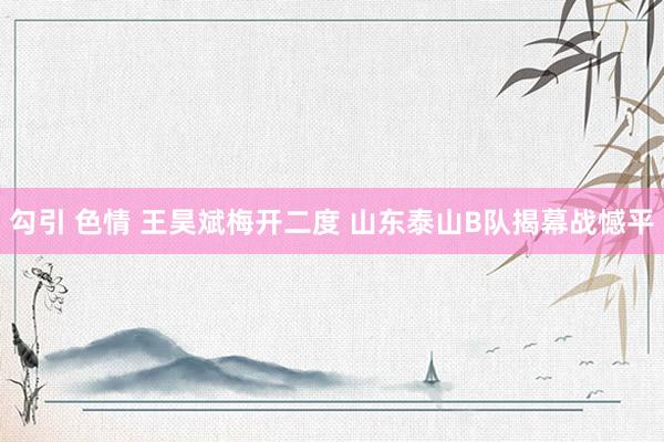 勾引 色情 王昊斌梅开二度 山东泰山B队揭幕战憾平