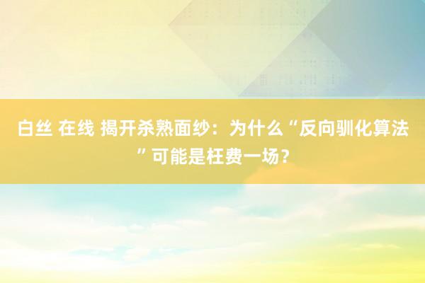 白丝 在线 揭开杀熟面纱：为什么“反向驯化算法”可能是枉费一场？