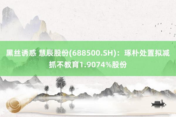 黑丝诱惑 慧辰股份(688500.SH)：琢朴处置拟减抓不教育1.9074%股份