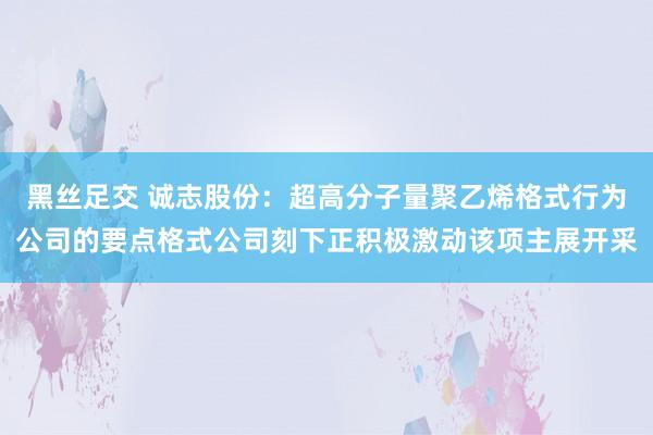 黑丝足交 诚志股份：超高分子量聚乙烯格式行为公司的要点格式公司刻下正积极激动该项主展开采